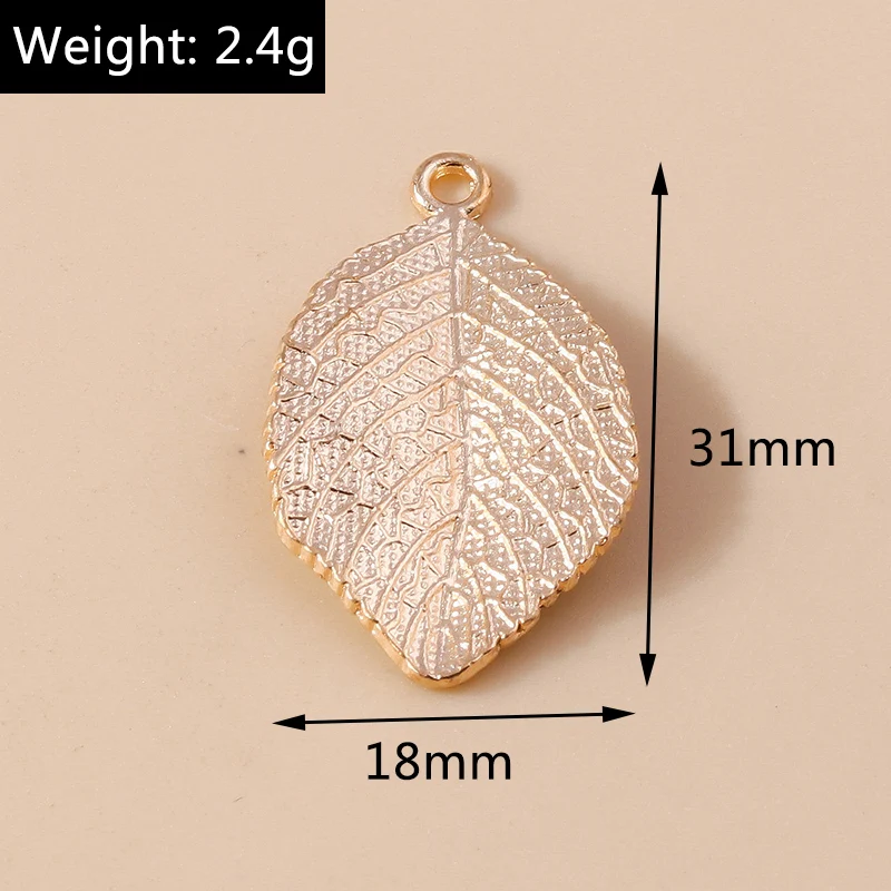 Leslie 10 Stück 31 x 18 mm Metall goldfarben Blatt Blätter Charms Anhänger für DIY Schmuckherstellung Zubehör handgefertigte Halskette Armbänder – Detail 1