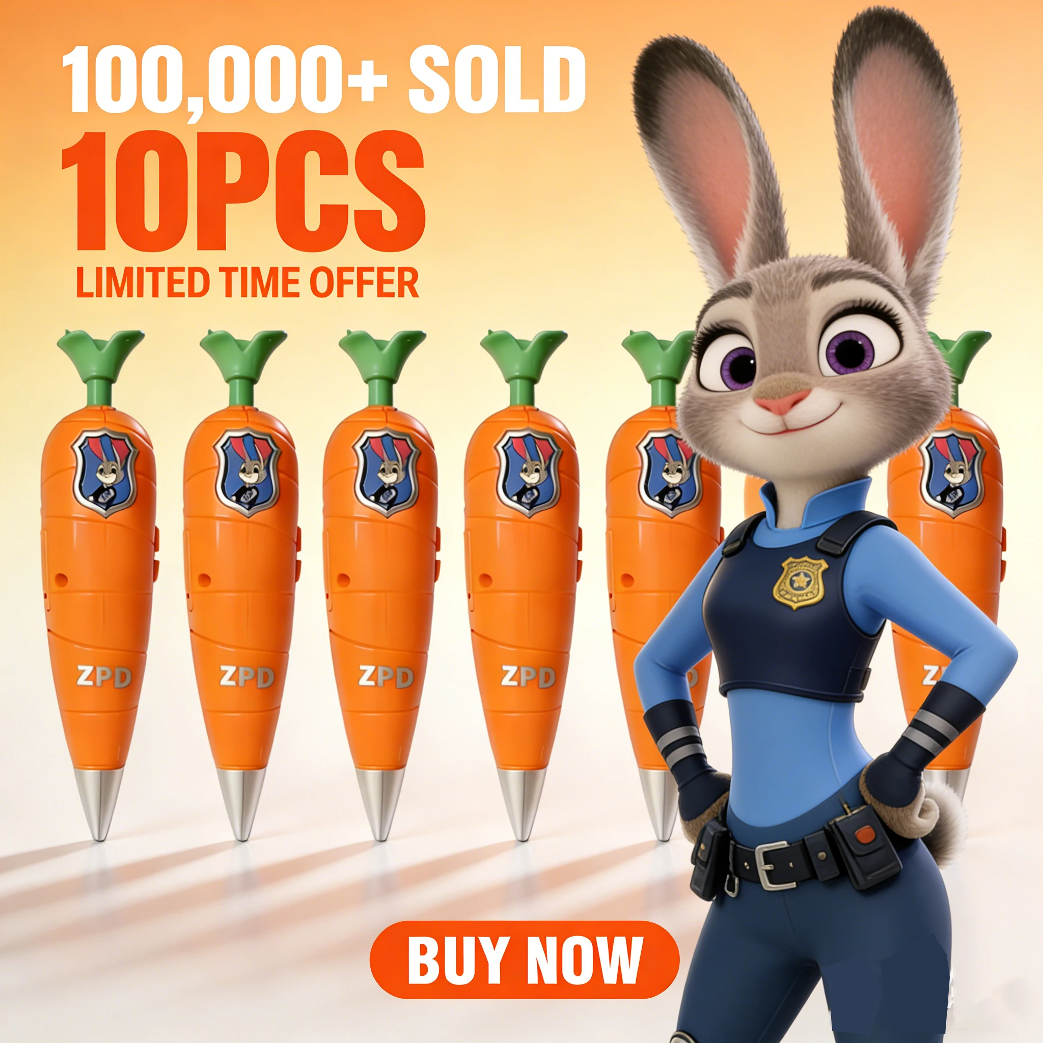 

Hot Selling 10W+ Disney Judy & Nick Carrot 60 Second Recording Pen Toy, 2-in-1 Writeable Graffiti Ballpoint Pen, Kids Gift