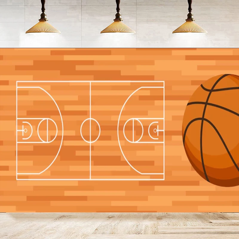 Toile de fond photographique pour le basketball, bannière décorative pour fête de naissance sur le thème du sport 'C'est un garçon', bannière de fond pour terrain de basketball, table à gâteaux