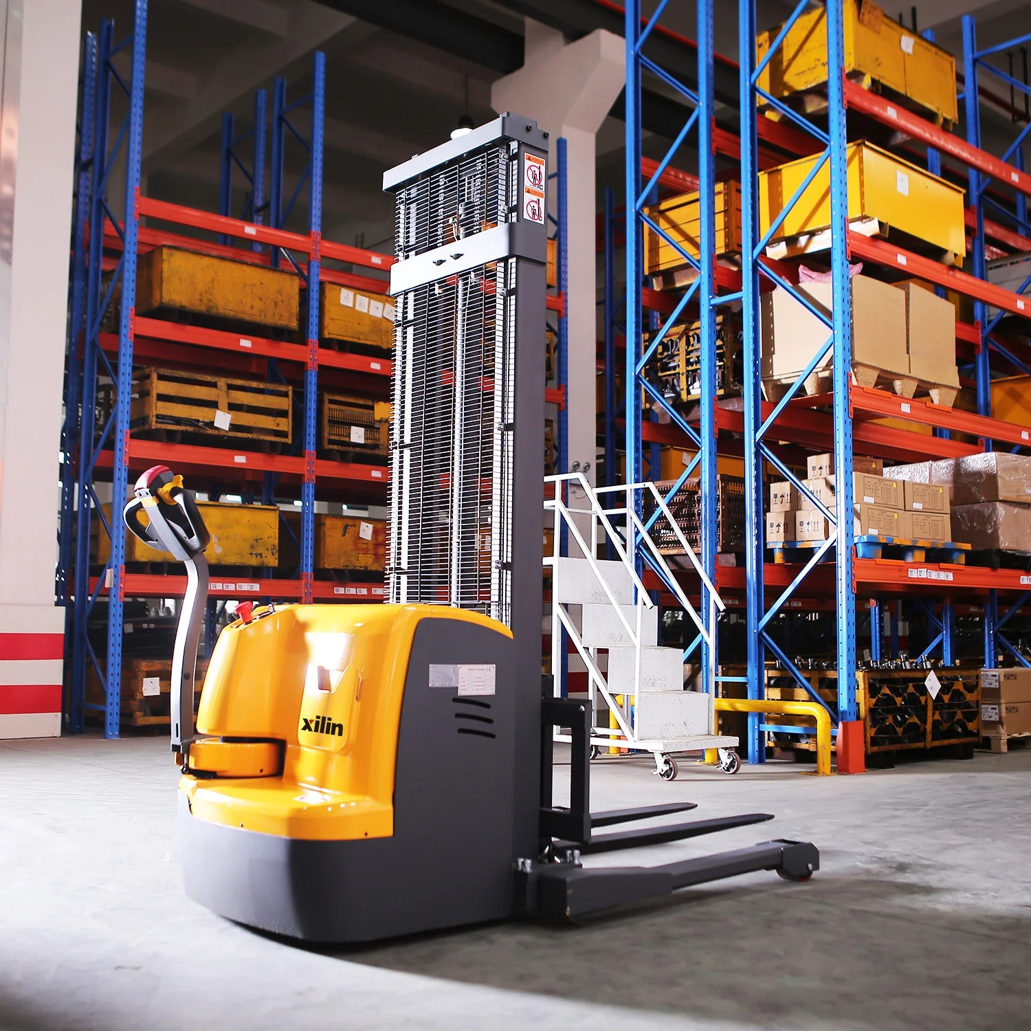 Xilin Stacker 1.6m 2.5m 3m 1000kg 1200kg1500kg Load Hydraulic Walkie Electric Straddle Stacker Forklift