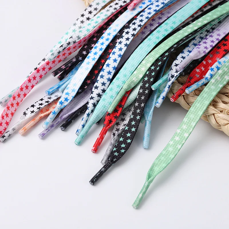 1 Pair Star Pattern Flat Shoelaces Colorful Unisex Shoe Laces for Basketball & Sports Shoes Sneaker Laces