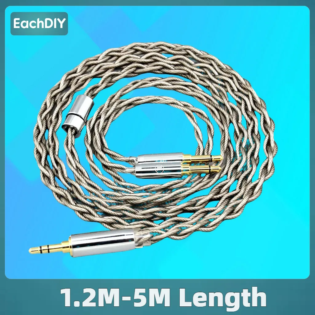 

99% Pure Silver Palladium Earphone Cable For Beyerdynamic T1 T5P II AMIRON HOME Denon AH-D600 AH-D7100 Graphene Shielding 7932