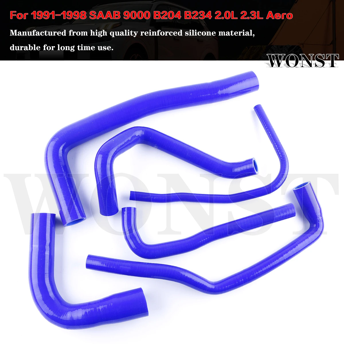 

6Pcs Silicone Radiator Coolant Hose Kit For 1991-1998 SAAB 9000 B204 B234 2.0L 2.3L Aero