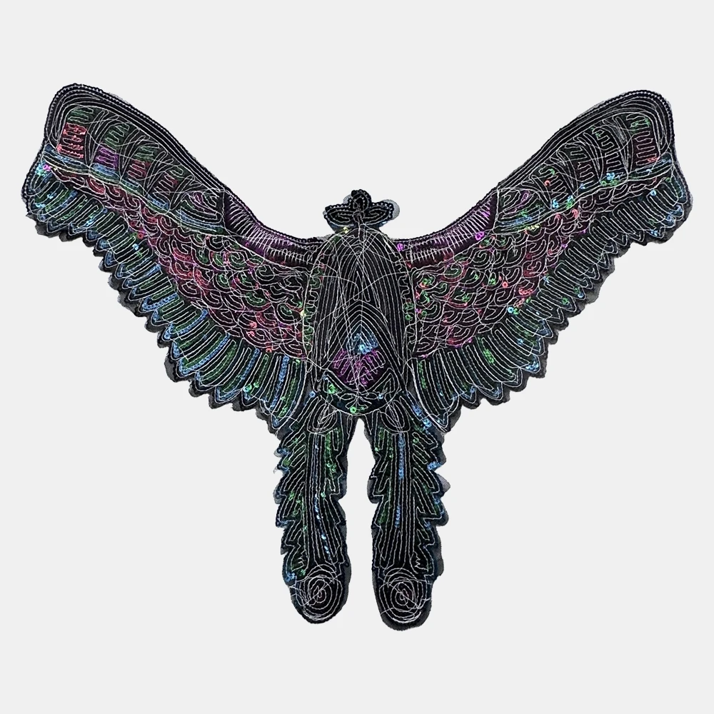 1 Piece 53*41 cm Sequins Butterfly Patch Shining Iron on Patch for Garment Decoration DIY Applique Clothing Accessories