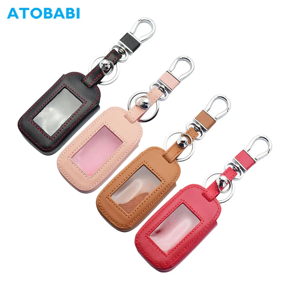 Leather Key Case For StarLine E60 E90 E63 E93 E95 E66 E96 E65 E61 E91 Two Way Car Alarm LCD Keychain Holder Remote Control Cover