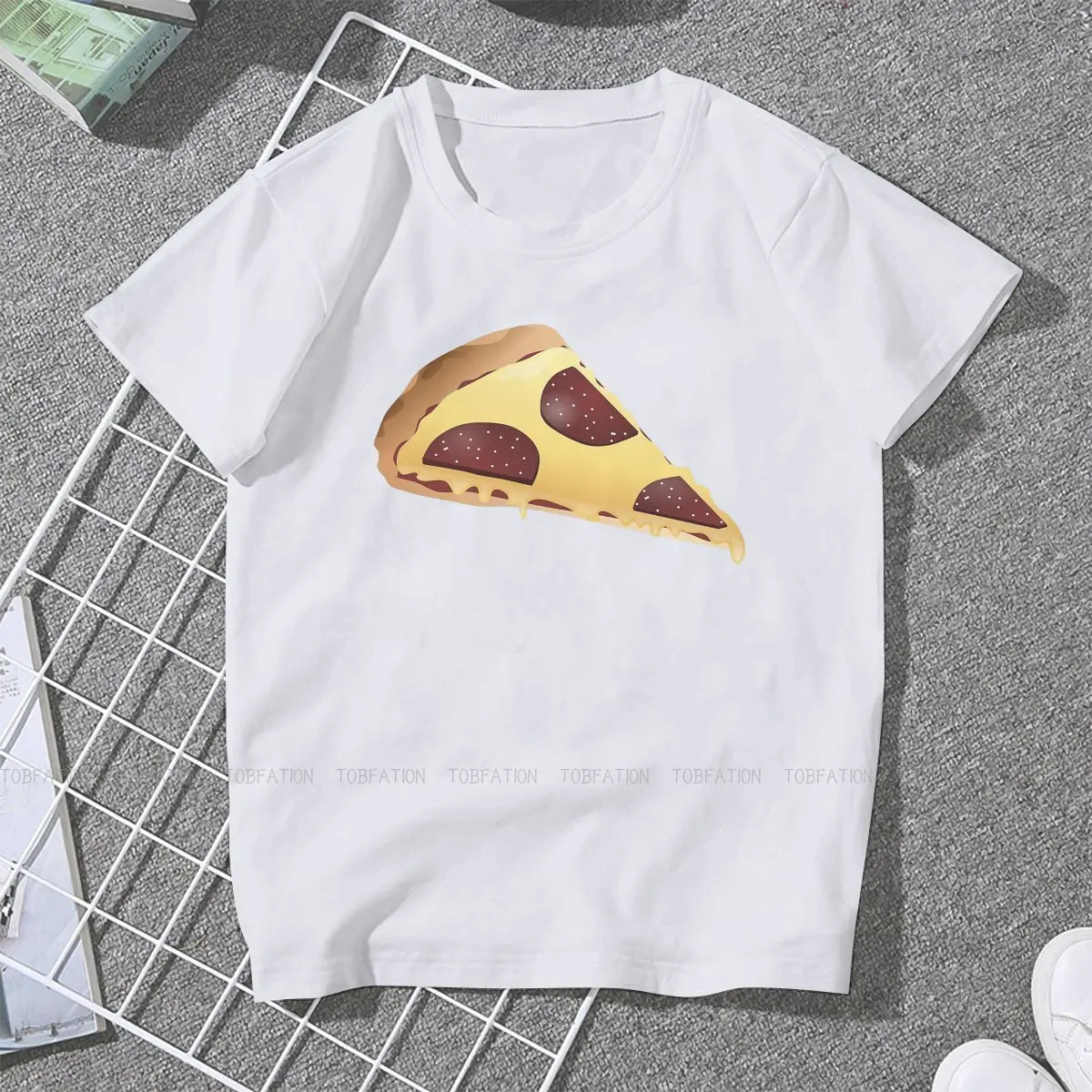 Pizza 4XL 5XL TShirt Foodies Fabric Classic T Shirt Woman's Tops New Design Fluffy