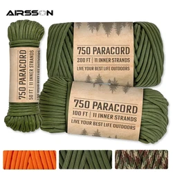 750 Paracord 11 Core 4mm Heavy Duty Paracord Rope 15/30/60m Parachute Cord DIY Rope for Outdoor Camping Survival Hiking Fishing