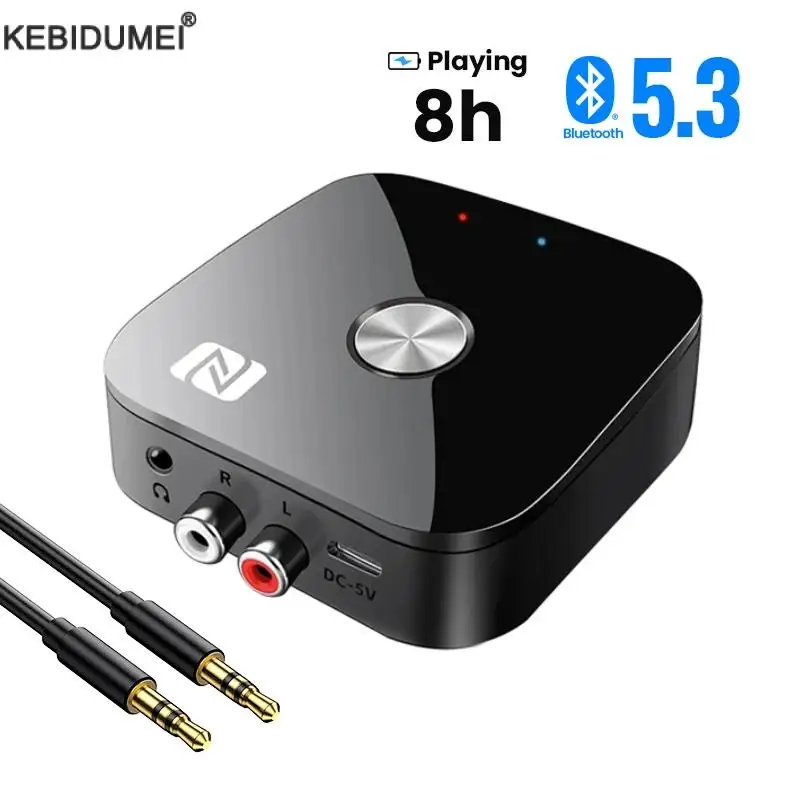 

NFC Bluetooth 5.3 Receiver Adapter for Home Stereo System HiFi 3.5mm RCA Stereo Wireless Adapter for Old Stereo Receiver