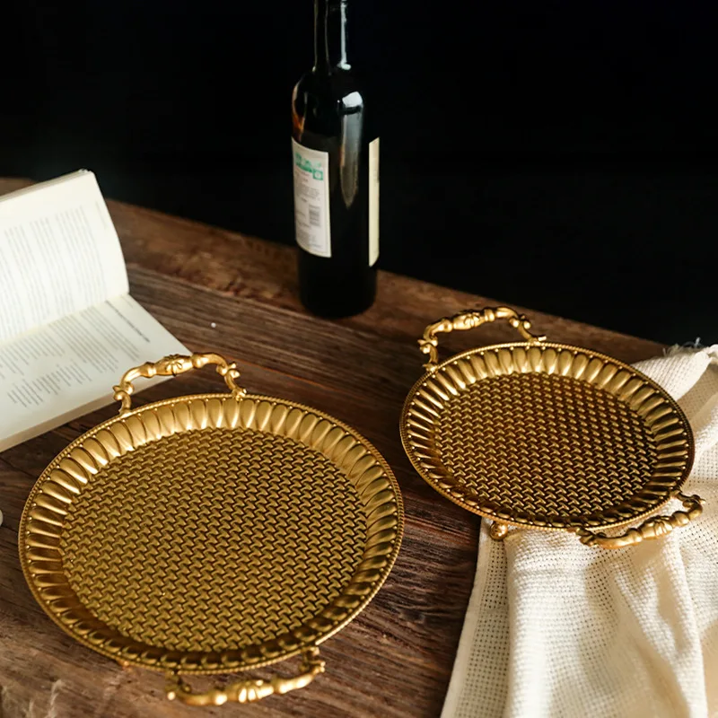 

Скандинавские ретро железные работы, круглые подносы, поднос для хранения, тарелки с фруктами, романтическое хранение, домашний декор, подарок