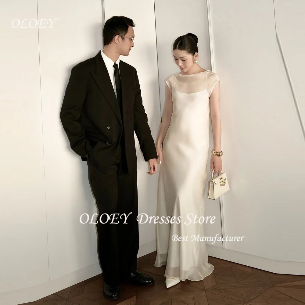 OLOEY Элегантные свадебные платья русалки с круглым вырезом из органзы без рукавов длиной до пола, свадебные платья Корейская фотосессия по индивидуальному заказу 2025