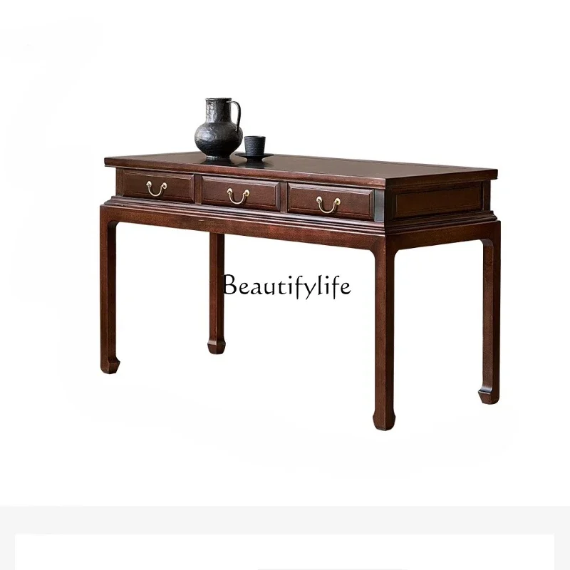

LNew Chinese ebony horseshoe desk household small apartment solid wood writing desk