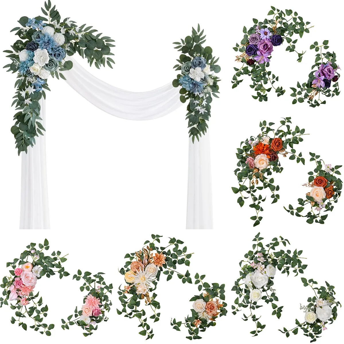 

Artificial Wedding Arch Flowers Kit Light Blue Pink Wedding Flowers for Wedding Welcome Sign Ceremony Reception Backdrop Decor