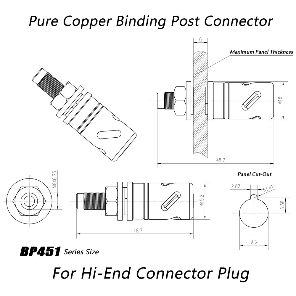 Monosaudio BP451 Hi-end czysta miedź pozłacana i rodowana wtyczka zaciski głośnikowe do gniazda wzmacniacza HiFi