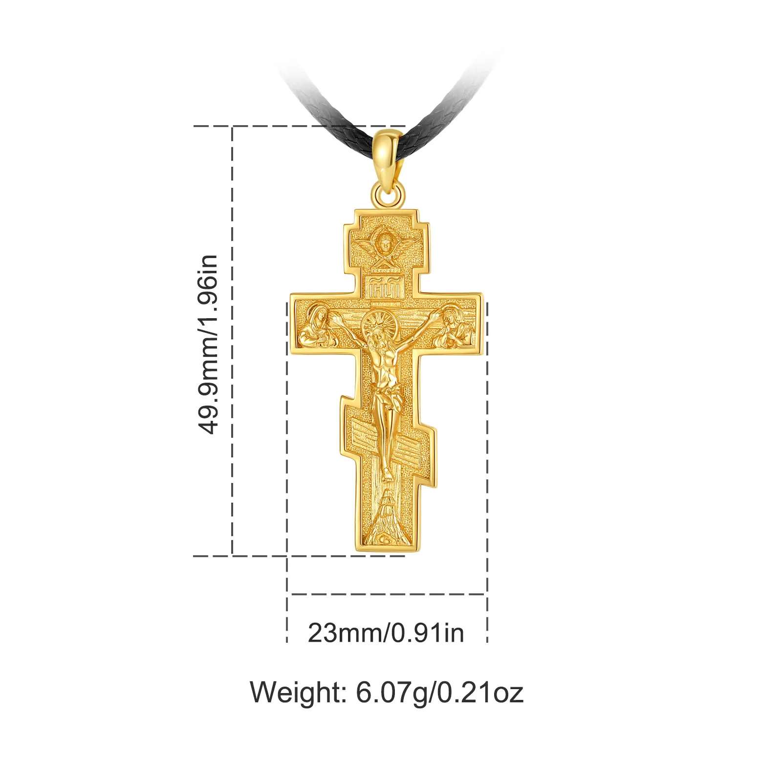 Eudora 925 Sterling Silver Crucifix Cross Jesus Necklace 18K Gold Christian Pendant Embossed Amulet Men Women Jewelry Fine Gift