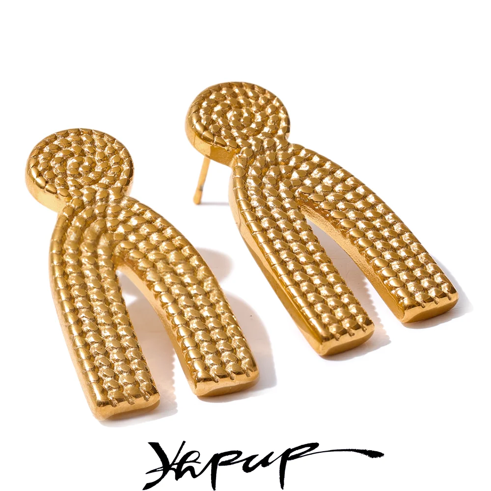 Yhpup – boucles d'oreilles géométriques personnalisées en métal, en acier inoxydable, étanche,