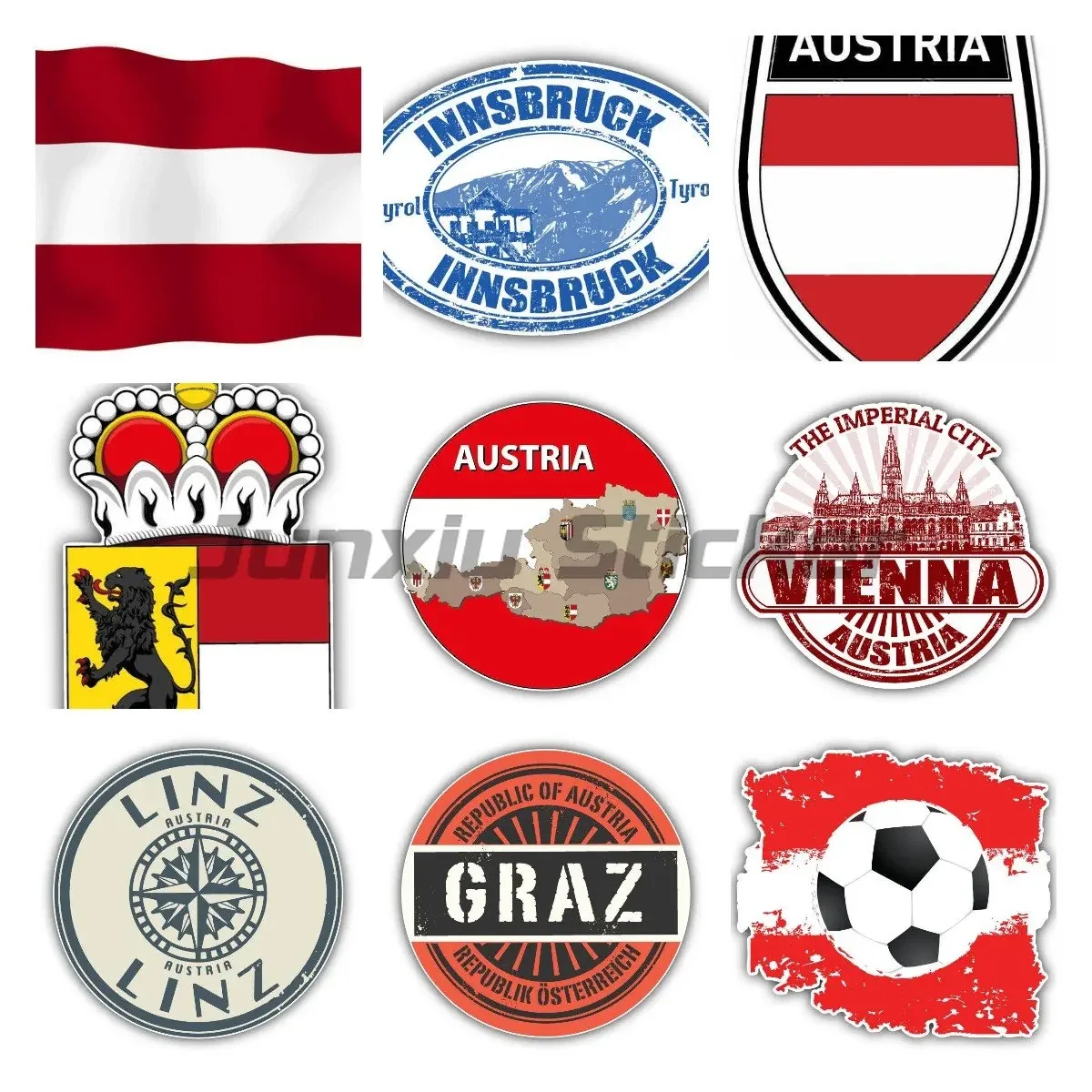 

Austria Flag Coat of Arms Cars Laptop Door Window Helmet Bicycle Vinyl Waterproof Car Sticker Accessories