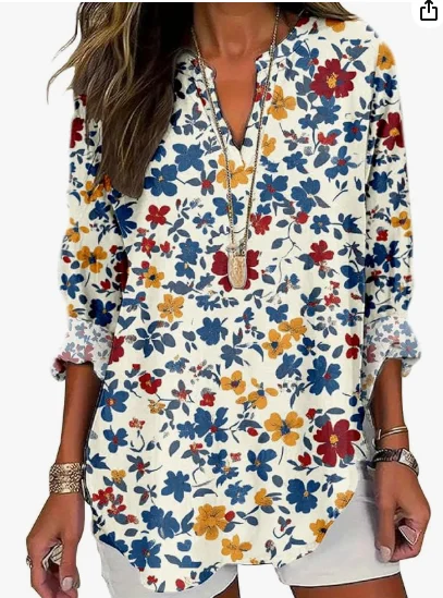 

Plus size women's shirts, long sleeve button-down shirts, casual vacation light tops fashionable, breathable and comfortable
