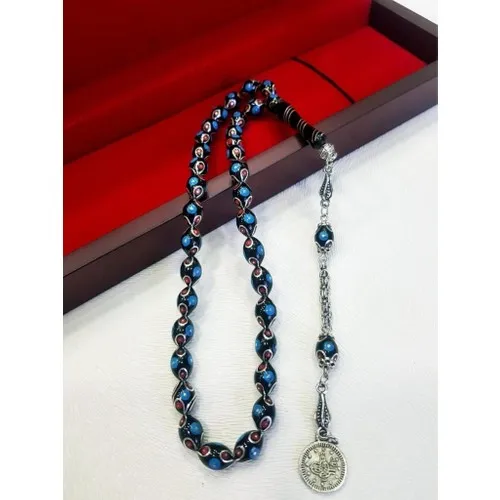 Strongart Oltu Steen Rood Blauw Zilver Verwerking Tespih