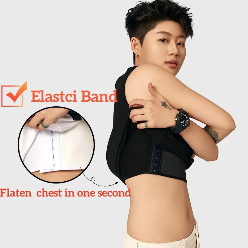 Women Chest Binder Full Bandage Breast Binder Buckle Tank Top Super Flat Breast Binder FTM Camisoles S-6XL