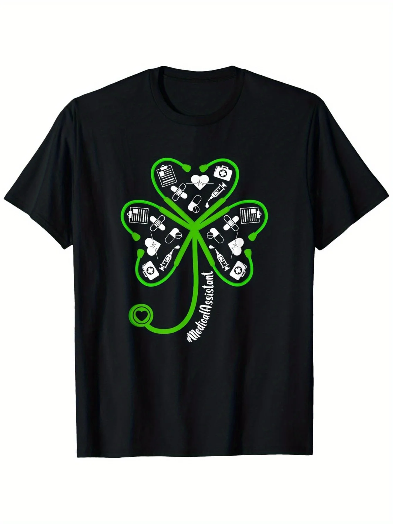 ECG Shamrock Medical Assistant St. Patrick's Day T-Shirt Outdoor T-Shirt for Men and Women