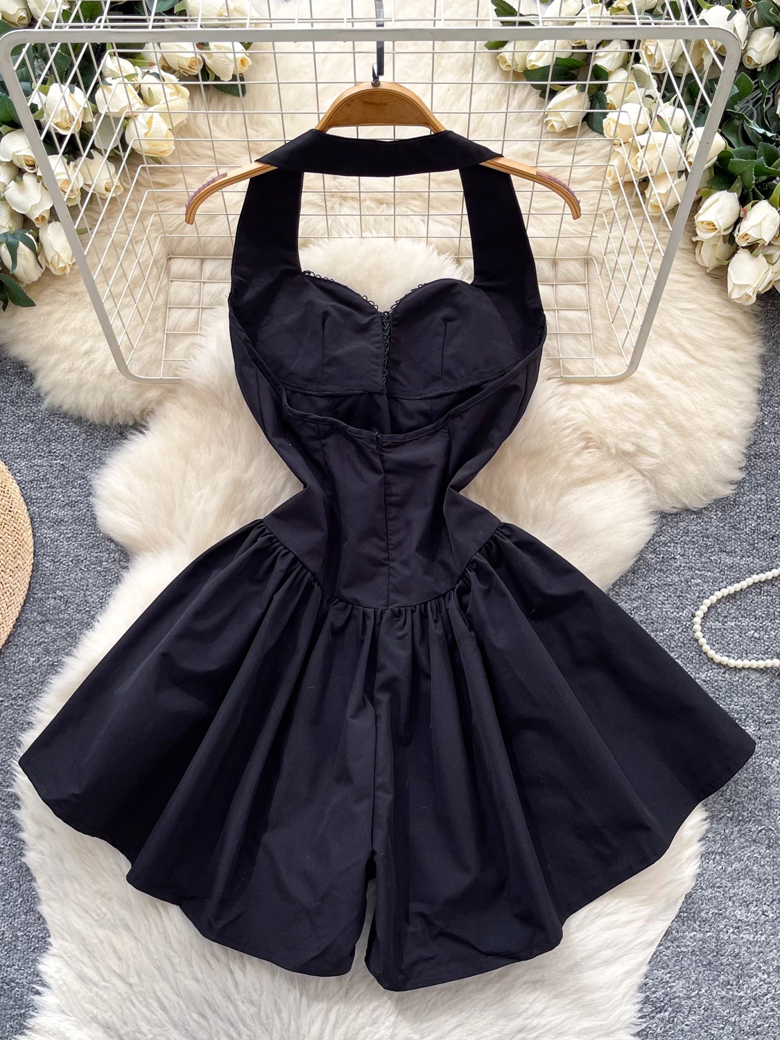 Sexy Pure Desire Strapl Bodysuit Women's Summer 2025 Ins Waist Slimming Svel Fluffy orts High Waist Polyester Fiber