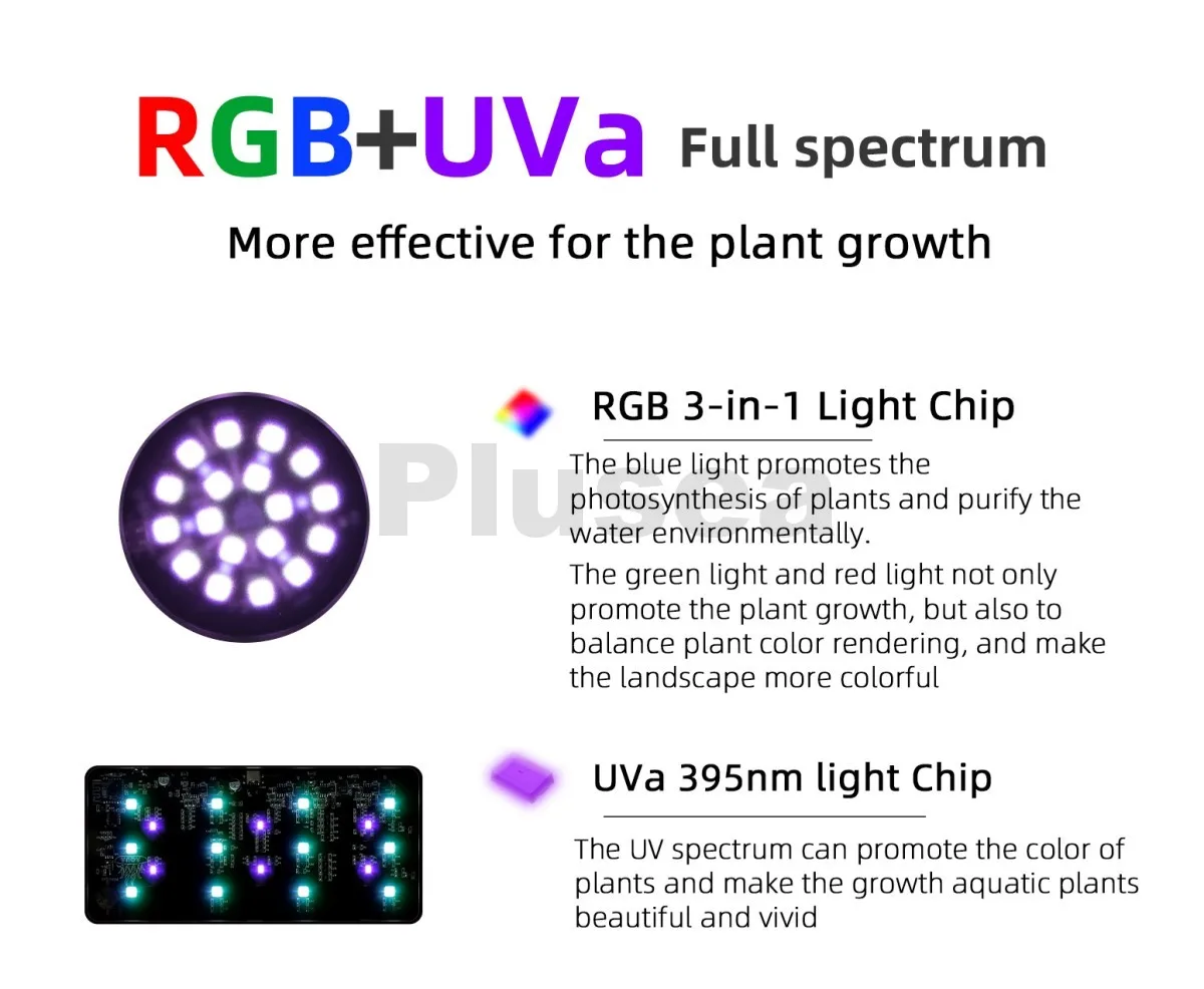 WEEK AQUA Mag-Pro/Max Nano RGB+UV Licht USB Pflanzenwachstumslampe Bluetooth App-Steuerung für Süßwasser-Aquascaping Pflanzen-Aquarium – Detail 3