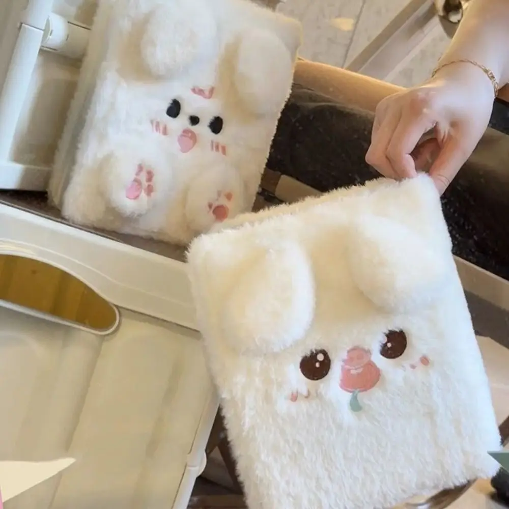 Fluffy Bear Plush Binder Photocard Holder Cartoon Dog A6 Card Photocard Binder Plush Puppy 4 Grids Plush Card Album
