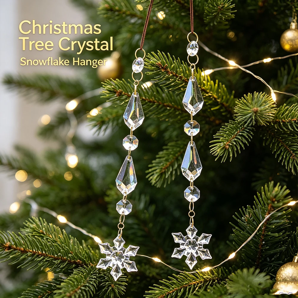 Clear Crystal Snowflake Suncatcher Hanging Arrow Prism Rainbow Maker Winter Christmas Tree Decor Window Garden Chandelier Mobile