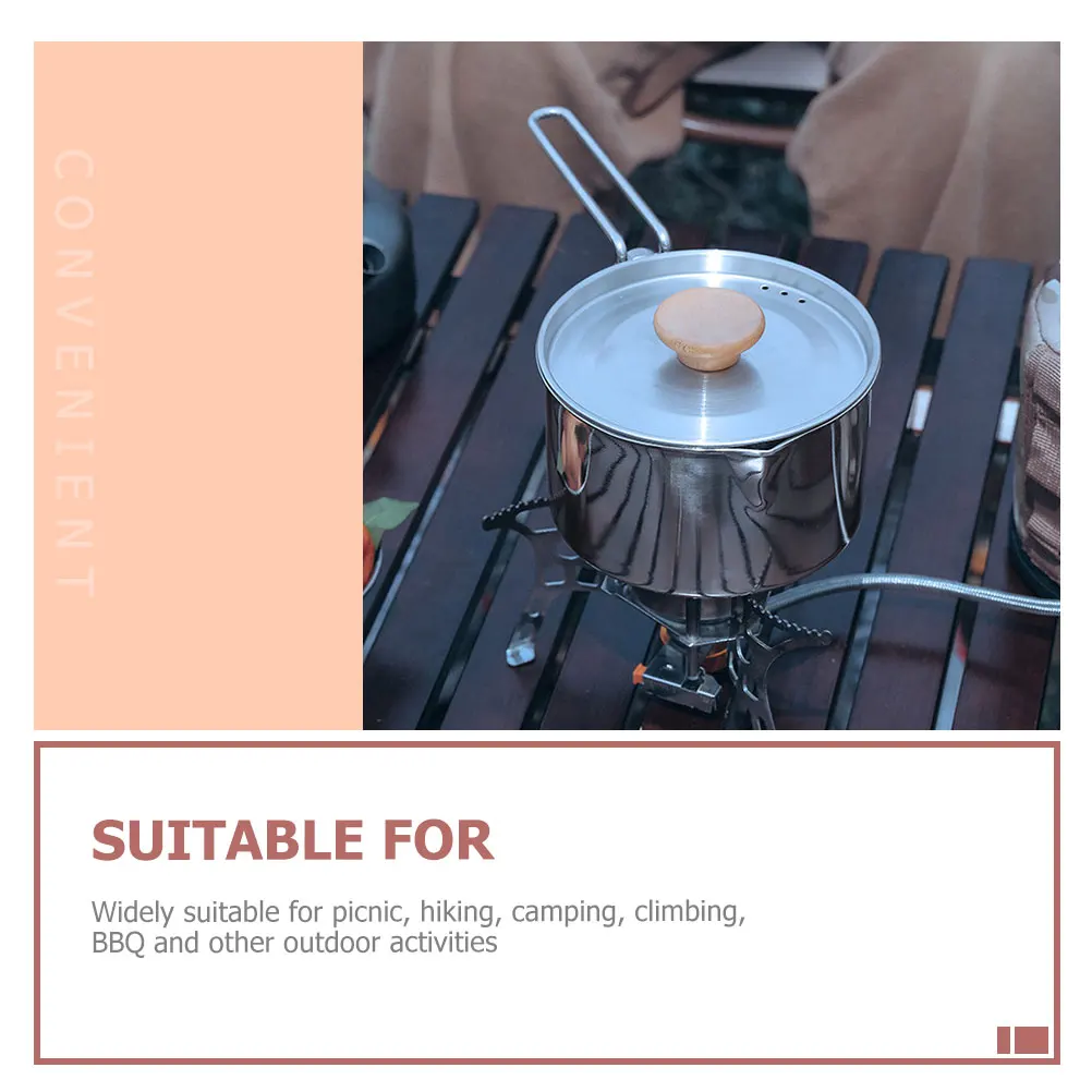 

Stainless Steel Portable Outdoor Cooking Pot for Camping Bbq Picnic Noodle Wooden Nonslip Bottom Easy to Clean Hiking