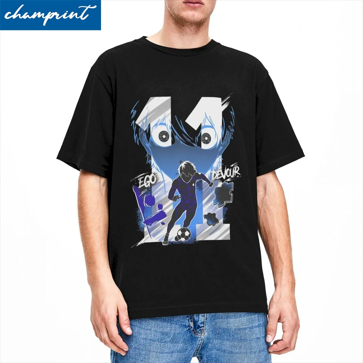 Men Women's T-Shirt Isagi Yoichi Blue Lock Funny 100% Cotton Tees Short Sleeve Manga Football Anime T Shirt Clothes Classic