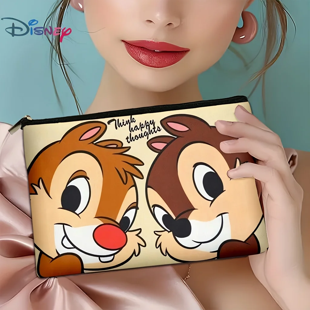 ディズニー チップアンドデール 化粧品バッグ 1個 - 女性用のかわいい多機能ジッパーバッグ、ジュエリー収納バッグ、旅行に最適なジッパー収納バッグ - 楽しい誕生日プレゼント