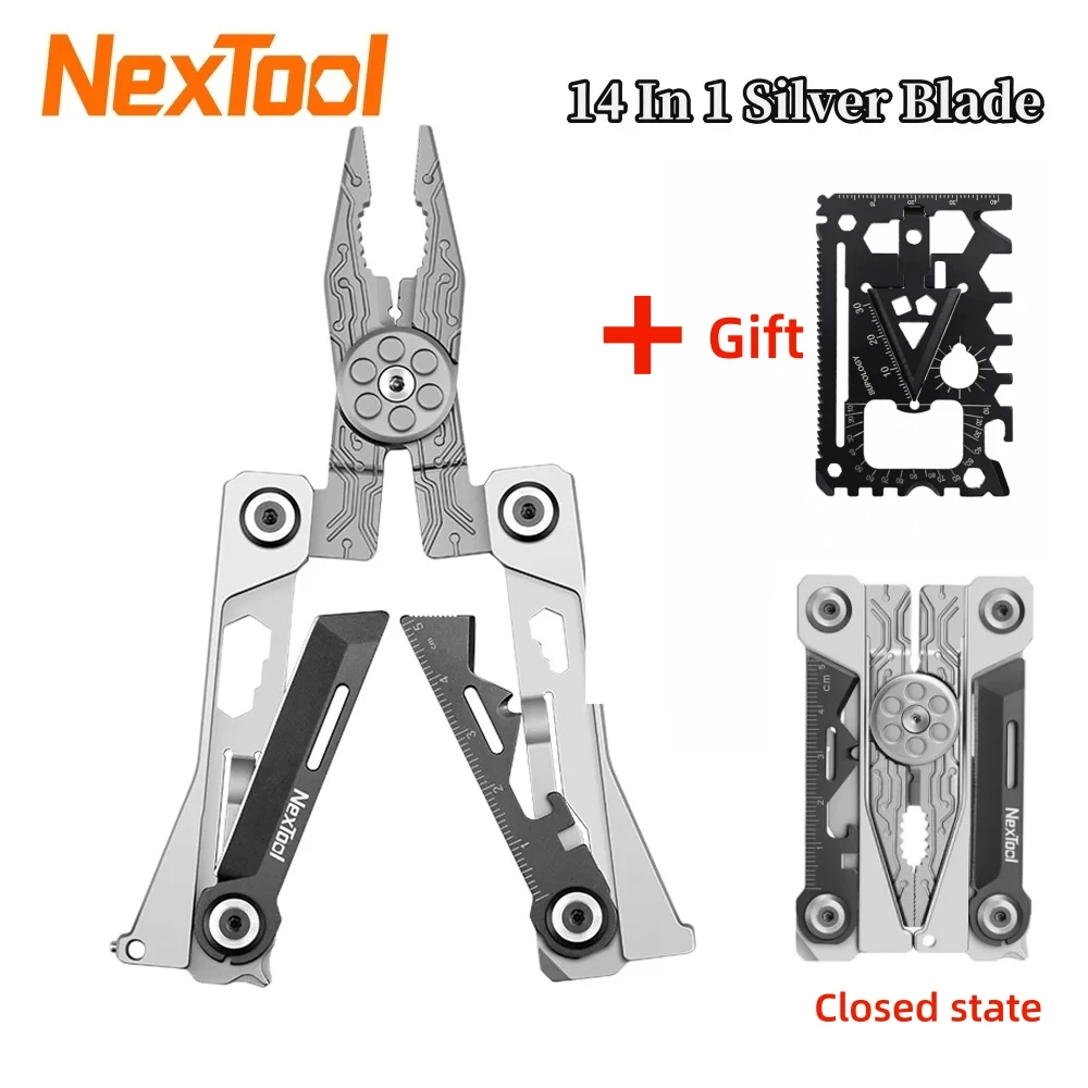 

Nextool 14-in-1 Silver Wing EDC Tool Combo Set Outdoor Camping Multitool Folding Wrench Bottle Opener Pliers Screwdriver Gift