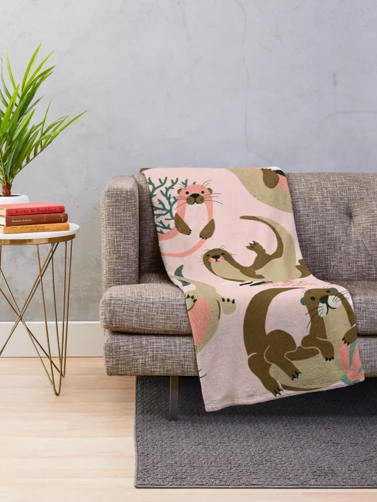 Otter Collection - Blush Palette Throw Blanket blankets ands Extra Large Throw Blankets