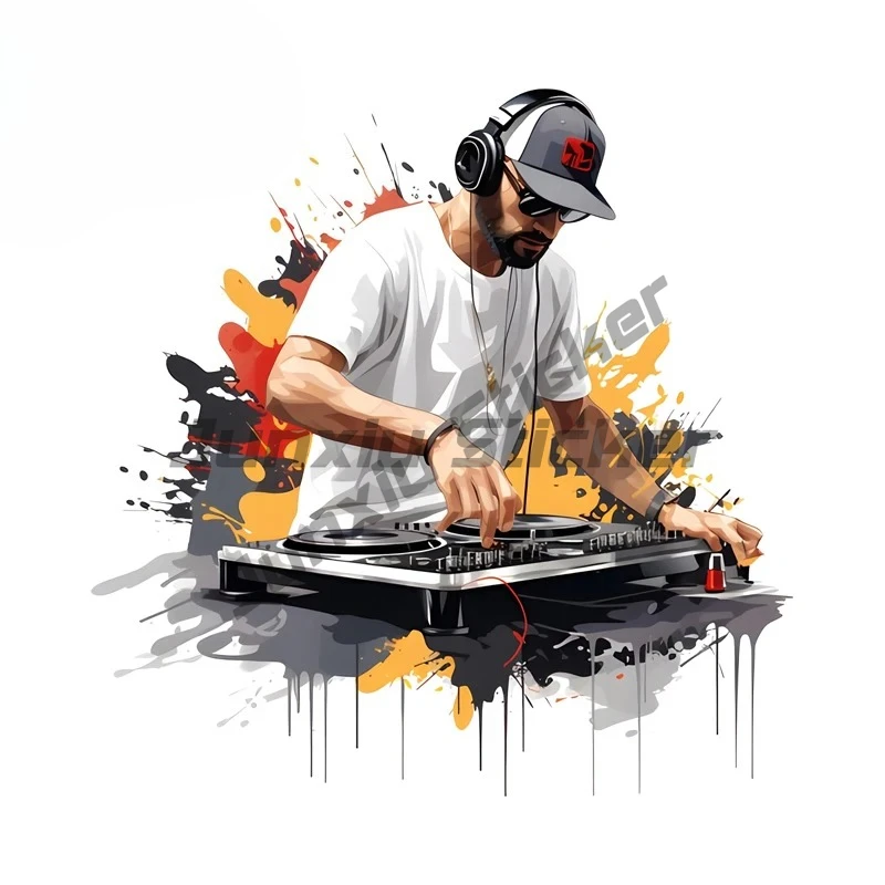 

Ink Style DJ Cartoon Car Sticker Cool Musical Instrument Equipment Computer Case Decal Waterproof Vinyl Car Wrap