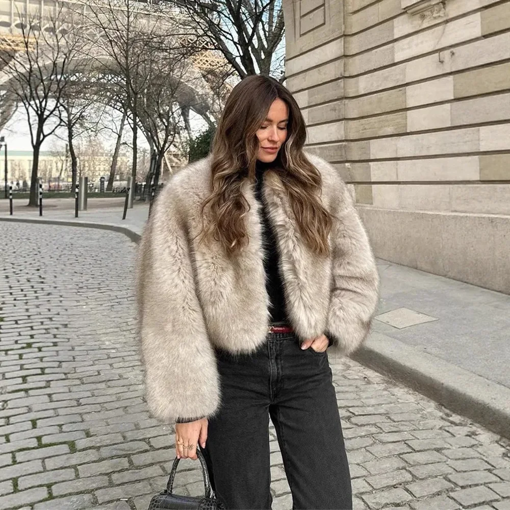 

Пальто из искусственного меха для женщин, новинка зимы 2026, элегантный топ с длинными рукавами, пушистый кардига, популярная верхняя одежда, женские куртки