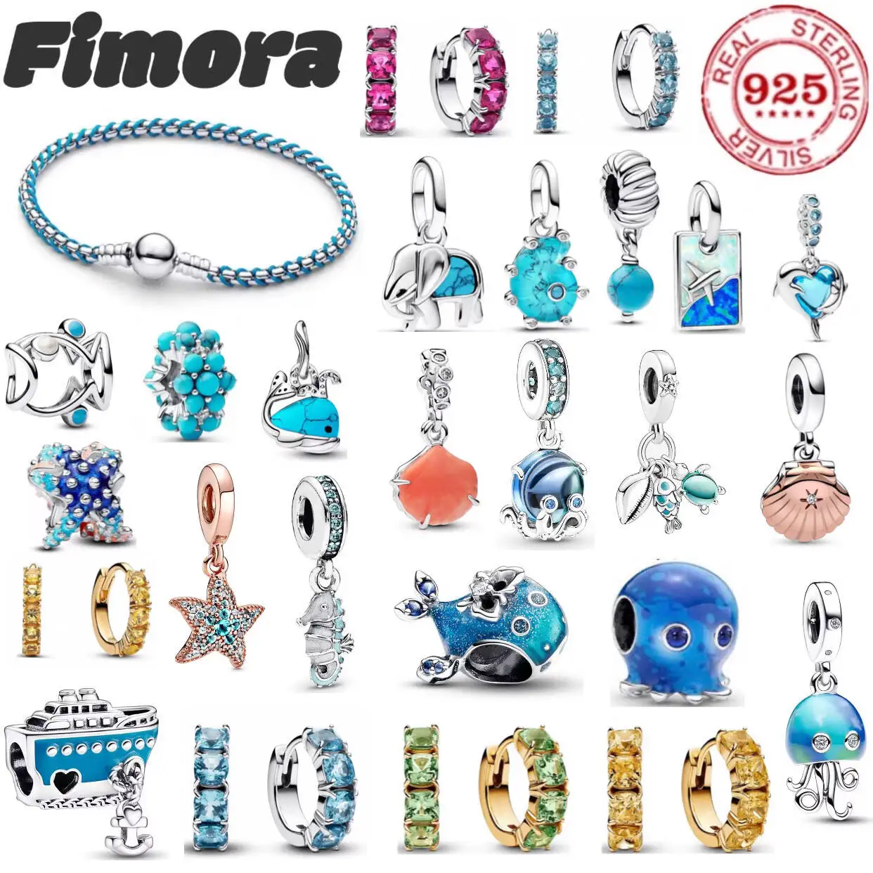 Hot Sale 100% 925 Sterling Silver Fashion Ocean Animal Fish Starfish Seahorse Beads Ladies DIY Elegant Fine Jewelry Gifts