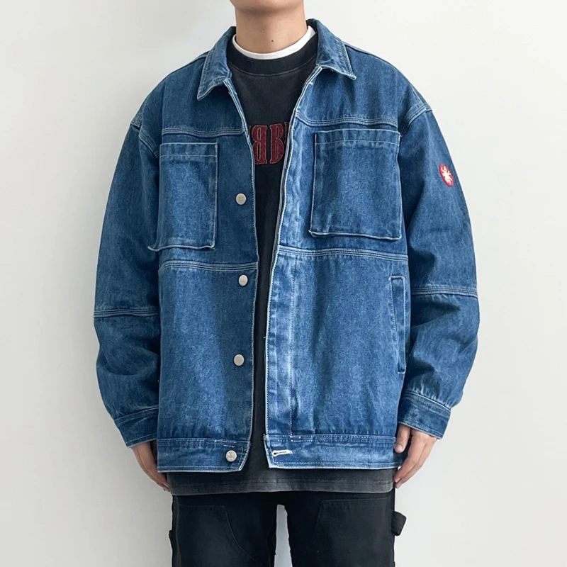 Washed Blue CAVEMPT C.E Fashion Jeans Jacket Men Best Quality Heavy Fabric Cav Empt Denim Women Jackets Coat Men Clothing