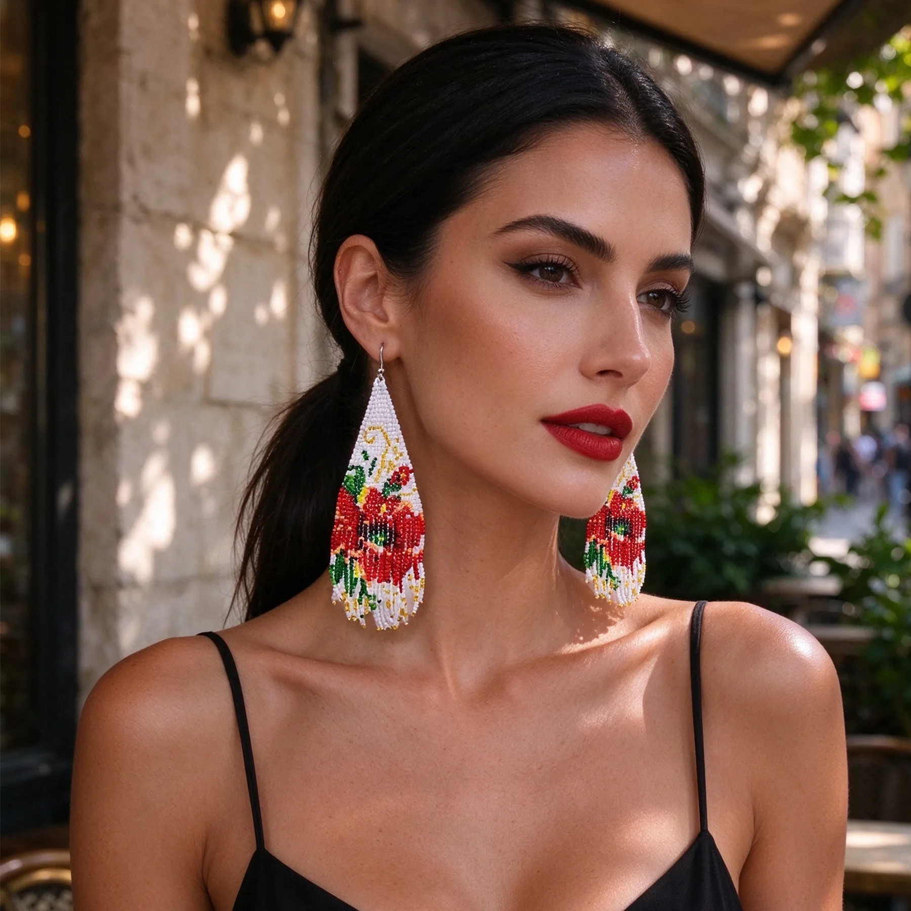 Charm Ethnic Handmade Seed Bead Tassel Dangle Earrings For Women Colorful Pattern Ear Jewelry Party Christmas Gift Accessory