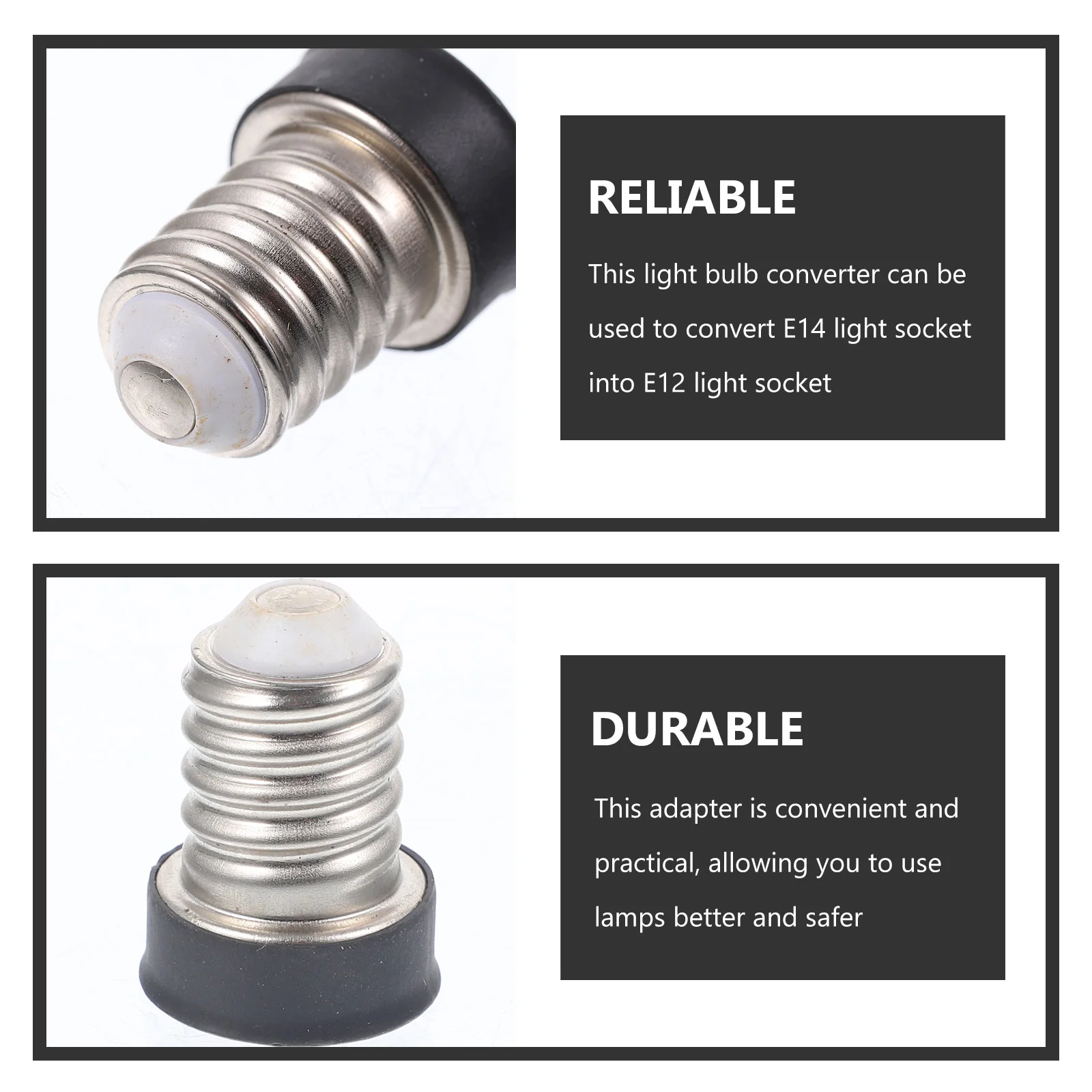 

10pcs E14 to E12 Lamp Adapter Black High Temp Resistance Durable for Garages Workshops Light Bulb Socket Converters Lamp Holders