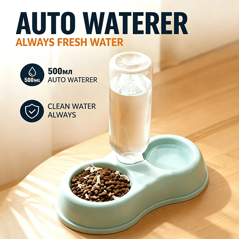 Automatic Pet Feeding Drinking Bowl Moisture-proof Cat Bowl Dog Basin Dual-use Food Water Feeder for Cats Dogs Pet Supplies
