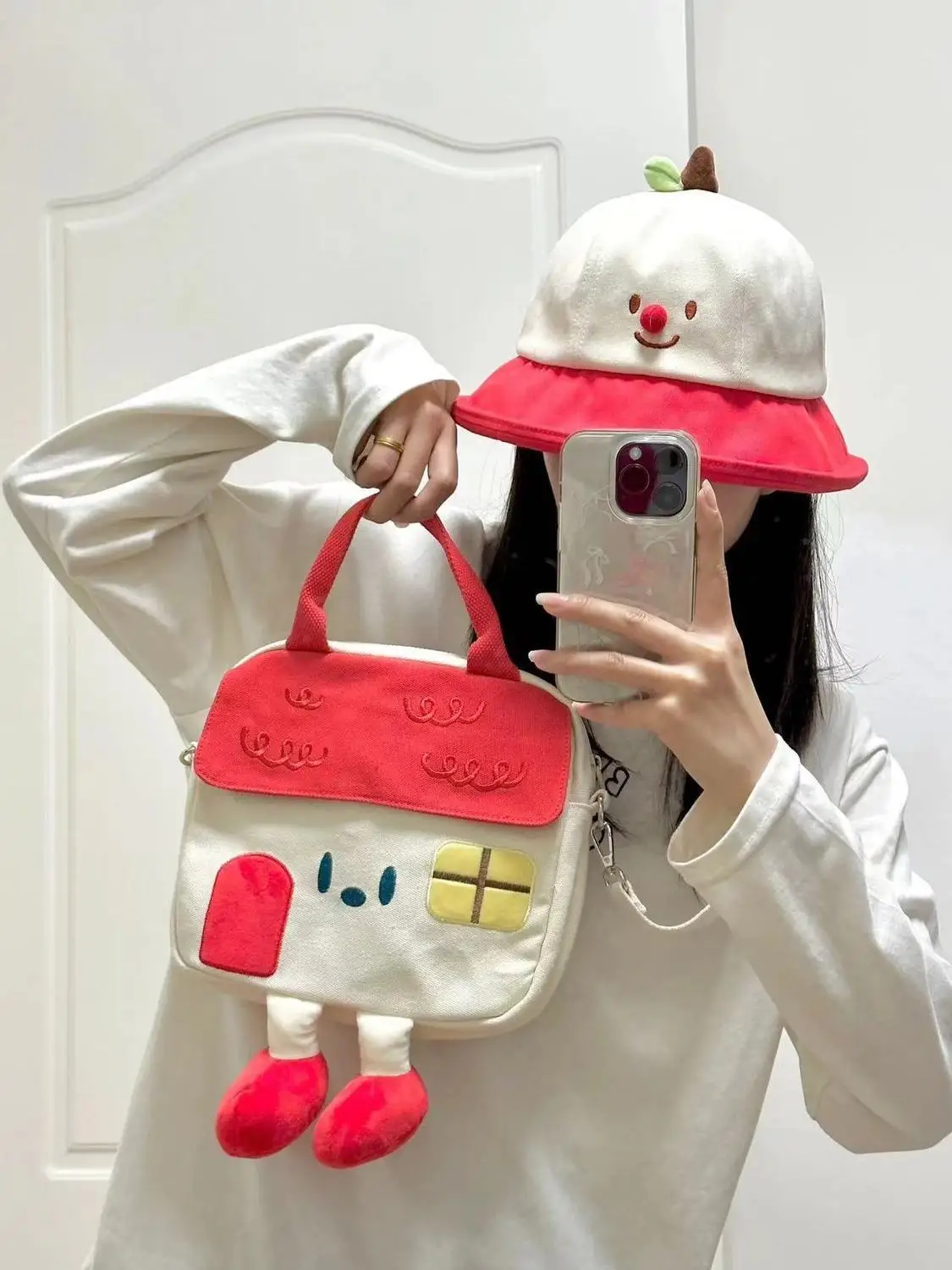 Cute Cartoon Large Capacity Tote Bag Tote Crossbody Bag Shoulder Bags Kawaii Little House Storage Bag Women\'s Bags Wallet