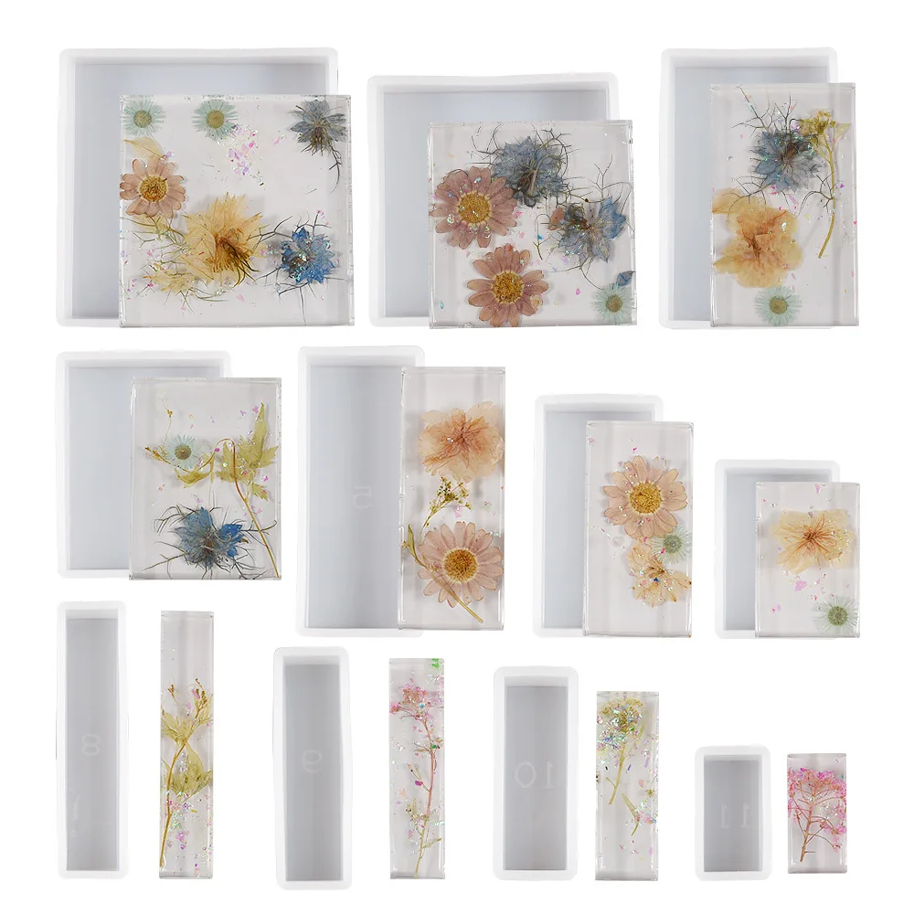 

Silicone Crystal UV Epoxy Mold Square Rectangular High Mirror Cubes for Handmade Jewelry Making Tool Craft Display