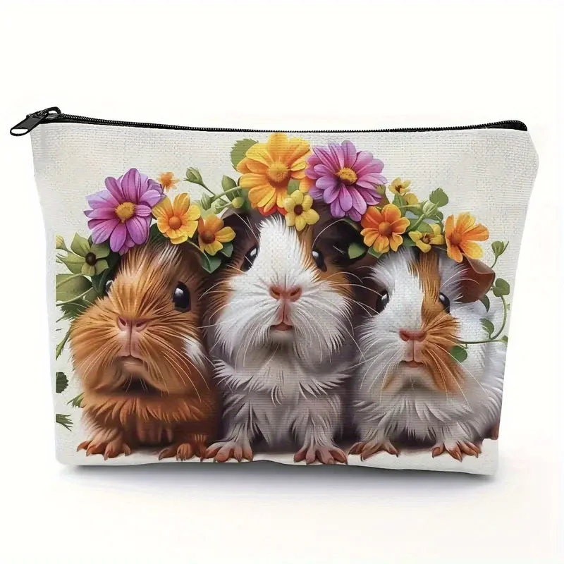 A cosmetic bag with rabbit pattern-cute multifunctional zipper handbag, jewelry storage bag