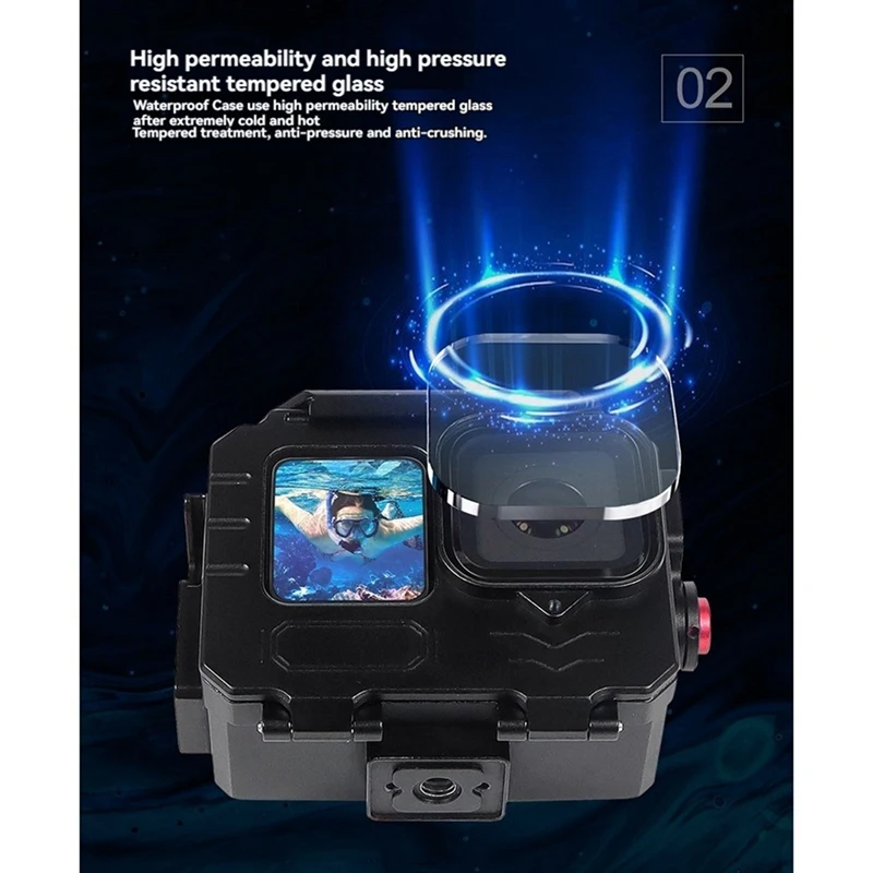 80M Waterproof Case Aluminium Frame Protective Case Underwater Diving Housing For Gopro12/11/10 For Gopro13 Action Camera