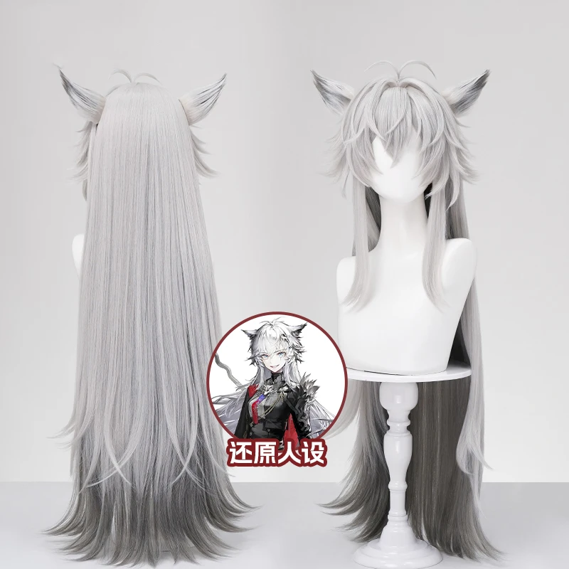 Game Arknights Lappland The Decadenza Cosplay Wig Lappland Cosplay Hair Offwhite Long Hair Wig For Hallowen Play Role Prop