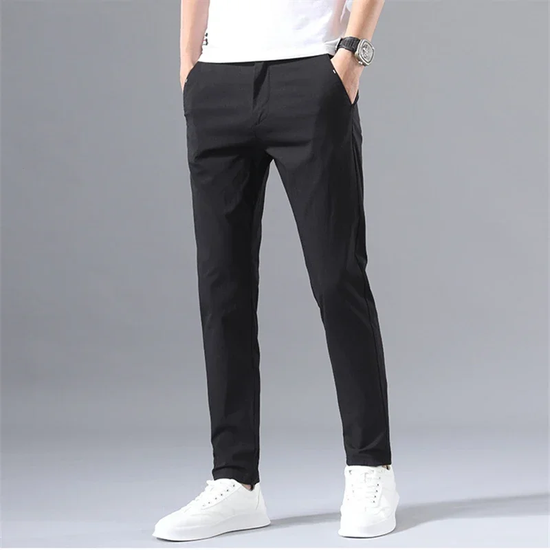 Smart Casual Pants Men Classic Cotton Straight Business Formal Men's Summer Trousers Stretch Pant Clothing Male Pantalon Hombre