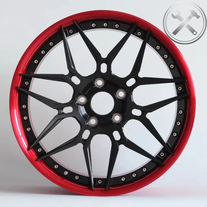 

18 Inch Deep Dish Red Black Two Piece 114.3x5 Forged Alloy Rims Sport Racing Vehicle For Sale