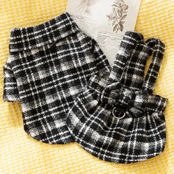 Autumn Winter Warm Pet Dog Dress Puppy Shirt Luxury Dog Clothes Thickened Striped Plaid Dog Costume Chihuahua Bichon Dog Coat