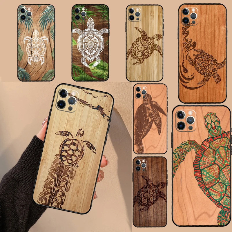 حافظة هاتف بنمط الخشب السلحفاة ، Funda لهاتف آيفون 15 14 13 12 11 Pro Max Mini 7 8 14 Plus SE 2020 2022 XS Max X XR