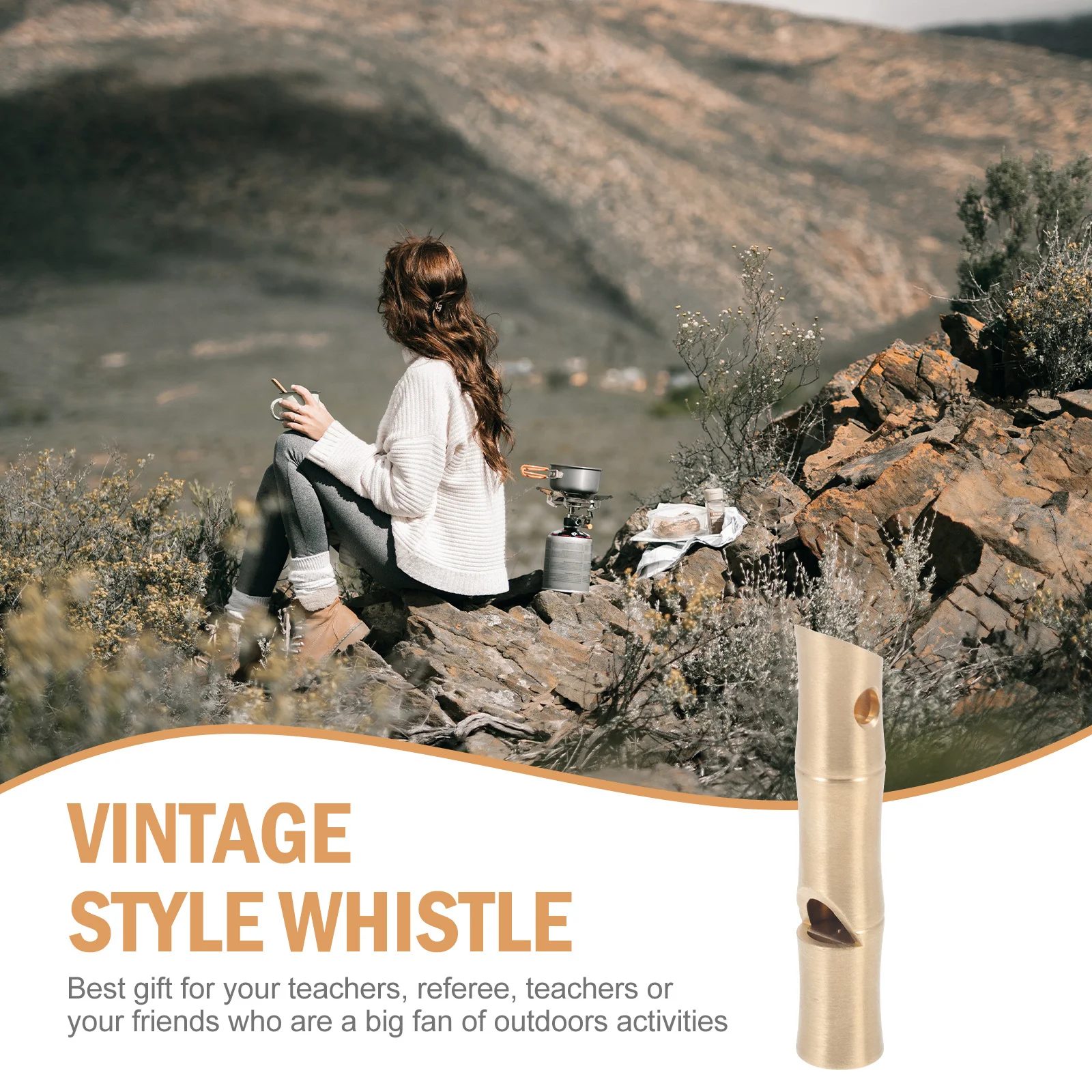 1 قطعة النحاس خمر عالية صافرة بقاء البحث في حالات الطوارئ مساعدة بصوت عال التدريب صافرة أدوات البحث في الهواء الطلق